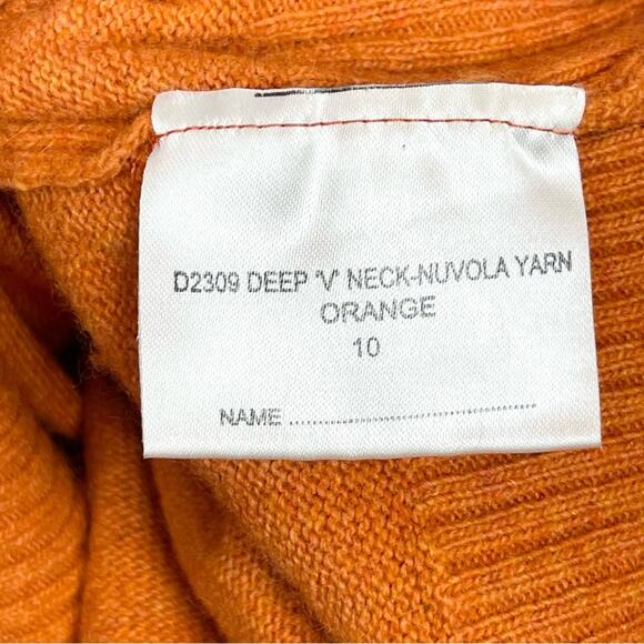 Barbour V-neck long sleeve sweater pullover wool blend women’s size 6 orange - Picture 3 of 7